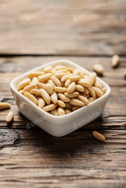 Preview: pine nut on the wooden table
