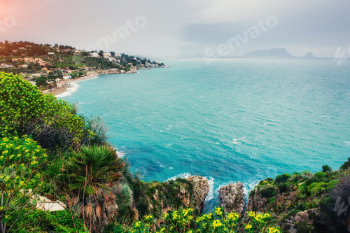 Preview: Spring panorama of sea coast city Trapany. Sicily, Italy, Europe