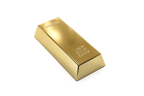 Preview: A gold bar, financial and reserve of value concept on white