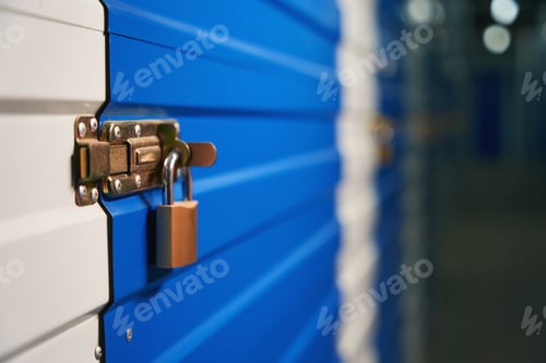 Preview: Side view of lock from a box in a warehouse