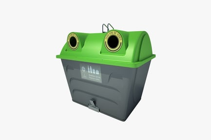 Preview: Trash can with lid and instructional label