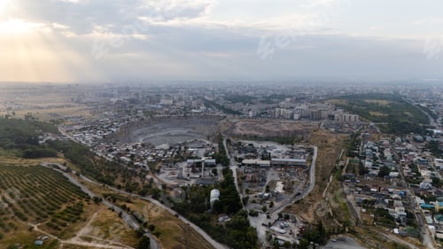 Preview: Aerial view of Bishkek cityscape with industrial and residential areas