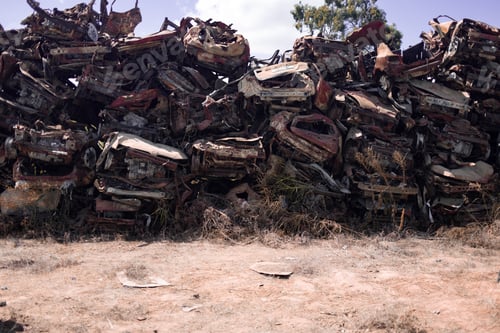 Preview: Pile of Damaged Cars from October 7 Israel-Gaza War