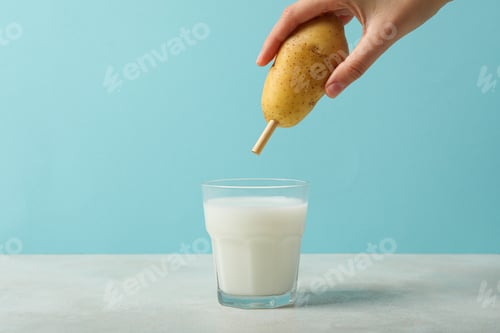 Preview: Potato milk, concept of fresh and healthy drink