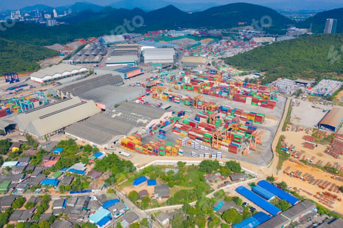 Preview: Shipping container site loading in logistic port warehouse storage business import and export goods