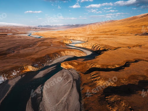 Preview: Scenic Sary Jaz remote valley with dry wilderness, rugged gorge in Kyrgyzstan