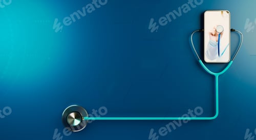 Preview: blue stethoscope with telemedicine concept