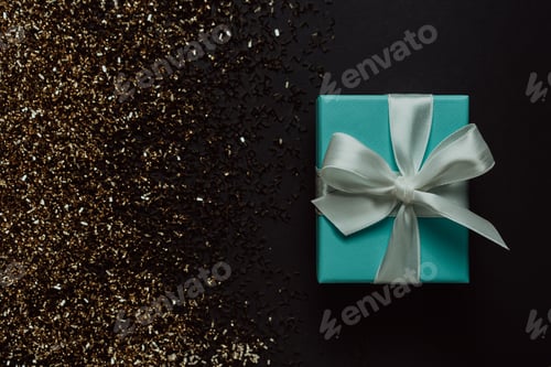 Preview: Luxury Gift Box with Elegant Ribbon on Black