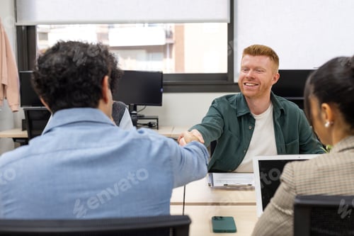 Preview: Business partners shaking hands in office meeting