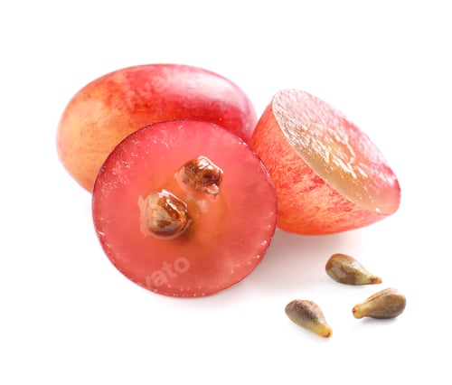 Preview: Cut and whole fresh ripe juicy grapes with seeds on white background
