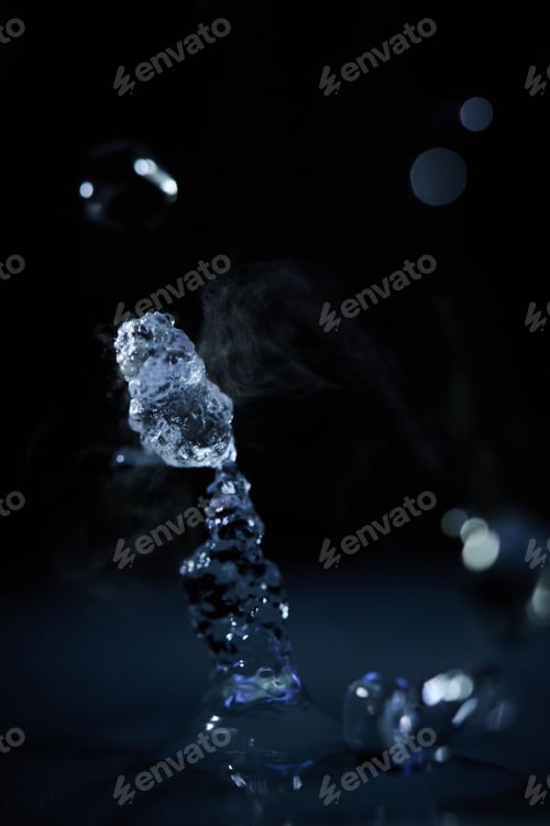 Preview: The process of boiling water, a stream of water shooting out of a humidifier or diffuser taken in