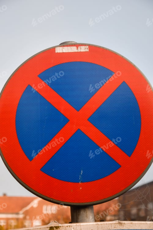 Preview: Closeup of a round street or road sign