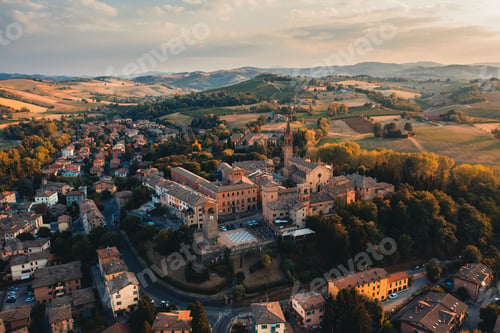 Preview: Aerial view of Castelvetro village. Modena Italy.