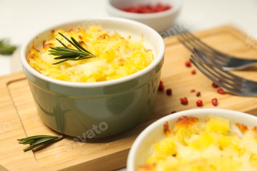 Preview: Concept of tasty and delicious homemade food - potato casserole