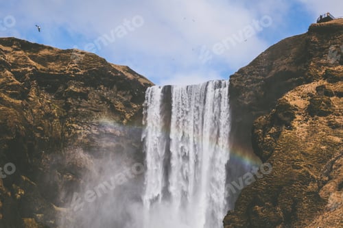 Preview: Rainbow at the Skogarfoss Waterfall in Iceland