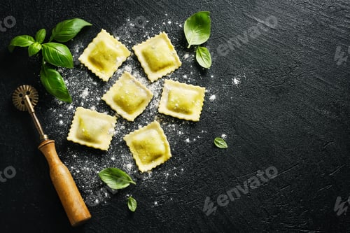 Preview: Ravioli on dark background