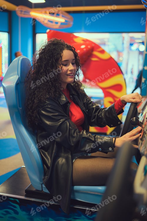 Preview: Woman sitting in chair playing video game