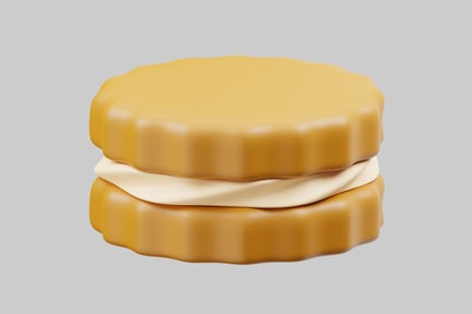 Preview: Two-layer yellow food item with a white filling.