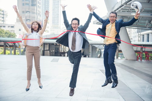 Preview: Asian businesspeople talking business partners using digital tablet smartphone meeting