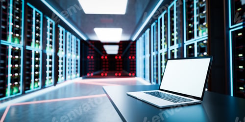 Preview: Admin computer in network server room or data center