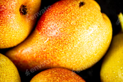 Preview: Fragrant pears. Macro background. Pear texture.