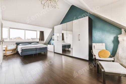 Preview: Light mansard bedroom with windows