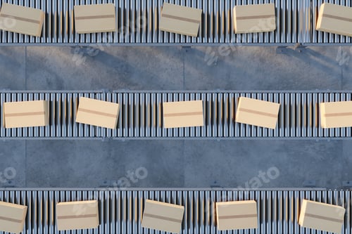 Preview: Cardboard boxes on conveyor rollers