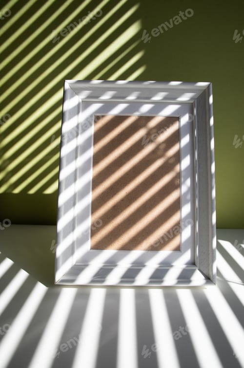 Preview: product mock up with white frame with space for text and white vase