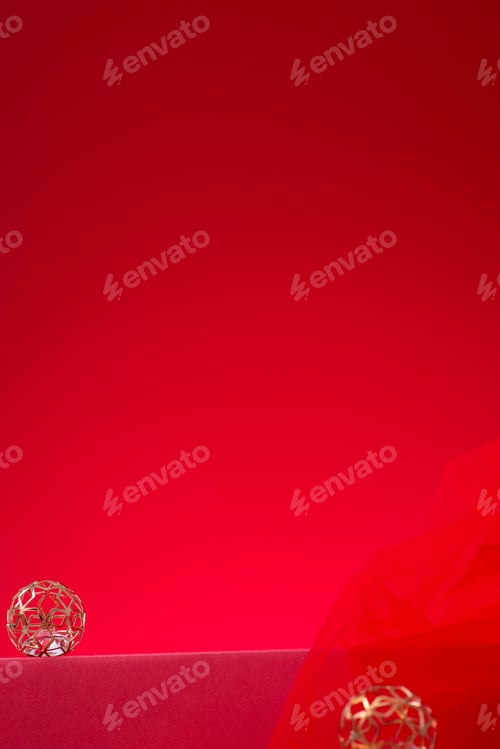 Preview: Abstract red studio background for product presentation. Backdrop with shadows
