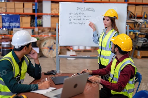 Preview: Group of worker in the warehouse factory start working