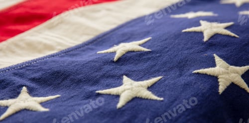 Preview: Macro Image of Embroidered American Flag Fabric