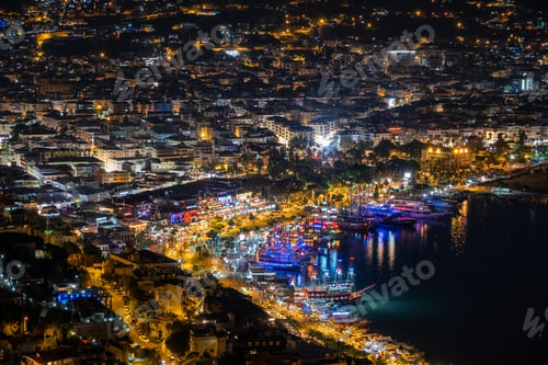 Preview: Night city. Alanya, Turkey. Beautiful lights of night city.