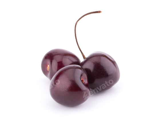 Preview: Sweet fresh cherry isolated on white background closeup