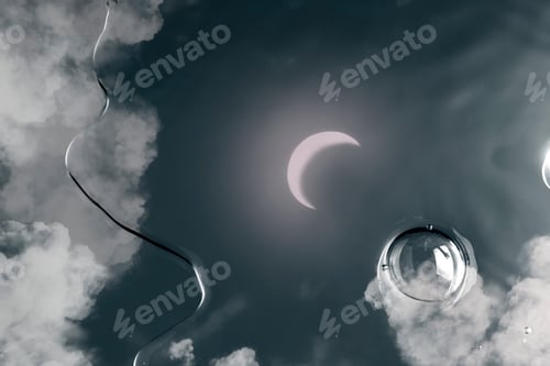 Preview: Water texture background, night sky reflection