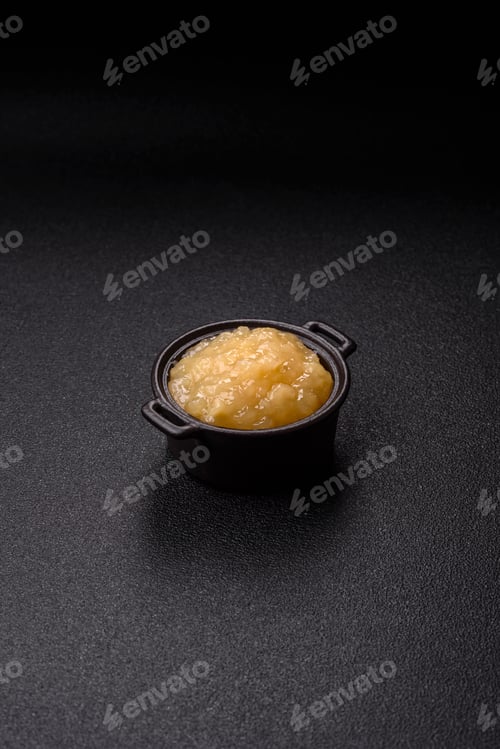 Preview: Apple sweet sauce, baby food, canned ingredient for desserts. Apple sauce