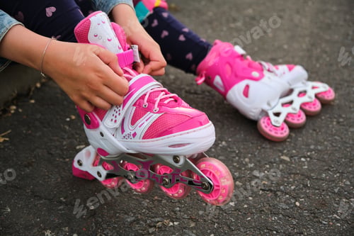 Preview: Close-up Of Legs Wearing Roller Skating Shoe, Outdoors