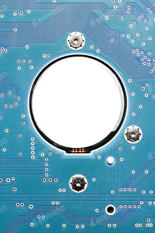 Preview: Blue computer CPU motherboard closeup