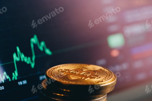 Preview: Bitcoin trading on gadgets. Modern virtual currency.