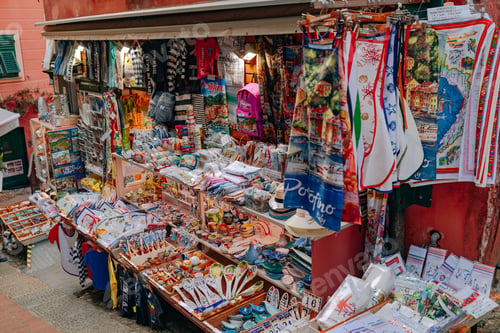 Preview: Portofino, Liguria Italy Beautiful colorful local souvenir shop on the narrow streets of Portofino