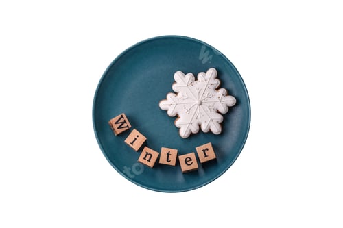 Preview: Beautiful Christmas composition with copy space with an inscription in wooden cubes