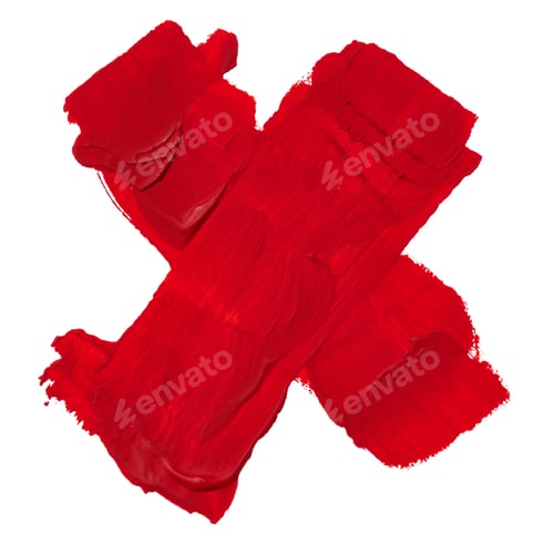 Preview: Red paint brush strokes crosswise on isolated background