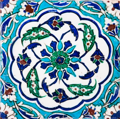 Preview: Ancient Ottoman handmade turkish tiles with floral patterns