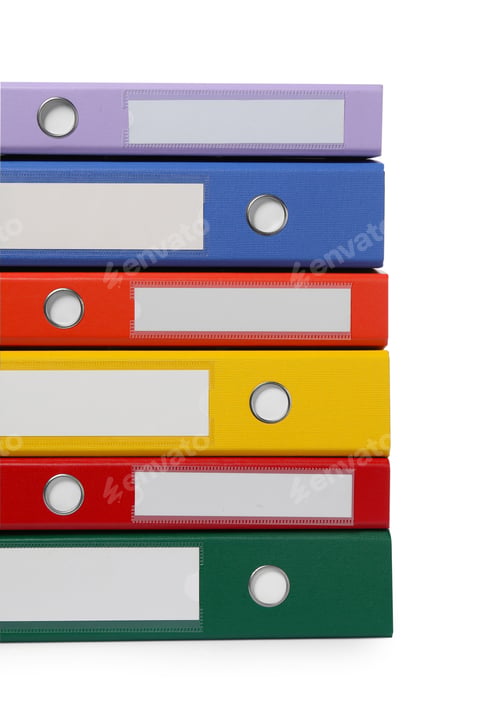 Preview: Many bright office folders isolated on white