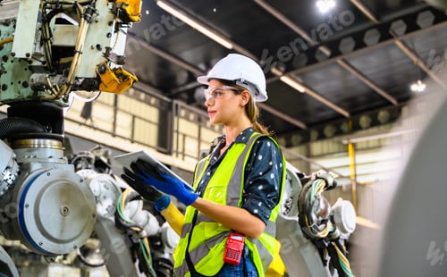 Preview: Business owner engineer managing and checking work at factory