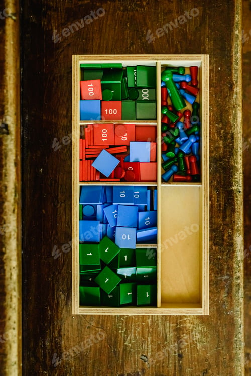 Preview: Wooden box with numbers to teach mathematics