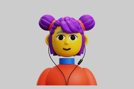 Preview: Cartoon girl with purple hair