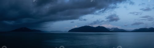 Preview: Panoramic View of American Mountain Landscape on the Ocean Coast. Nature Background