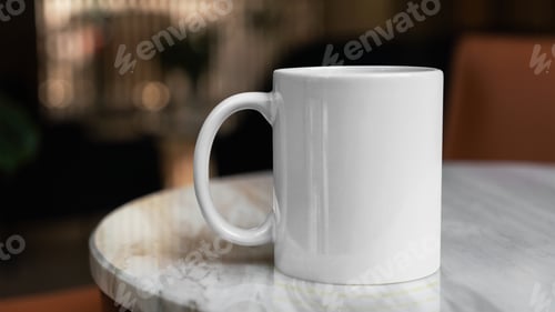 Preview: Clean White Mug Mockup. Isolated Coffee Cup Blank Template, Concept for Design and Branding
