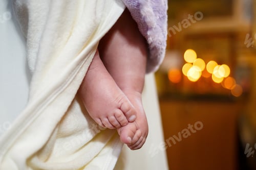 Preview: Baby feet on a white towel, baby foot, baby baptism
