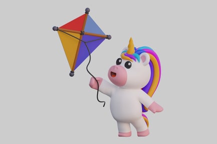 Preview: Unicorn flying a kite toy